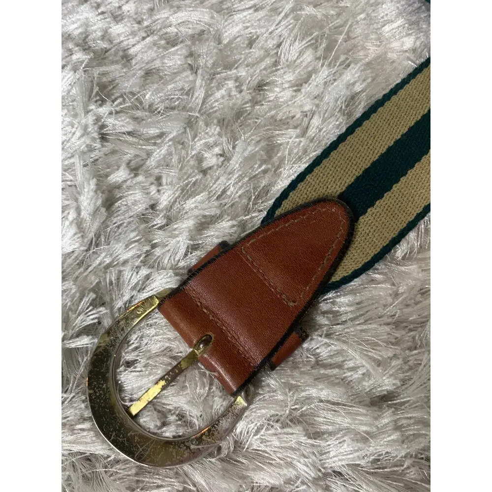 Green Tan Twill Leather Belt 1.75